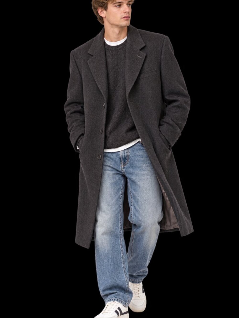 Duncan Craig Cashmere Wool Overcoat Charcoal Grey Men's -Vintage